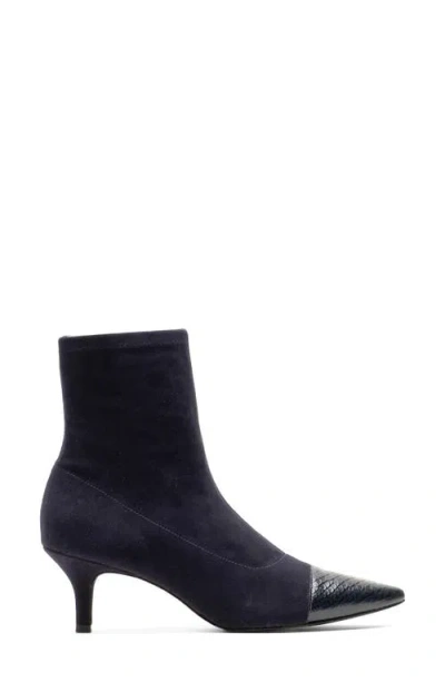 Frances Valentine Serena Pointed Cap Toe Kitten Heel Bootie In Blue