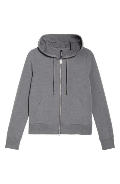 Mpg Slim Fit Cozy Recycled Polyester Blend Fleece Full Zip Hoodie In Gray