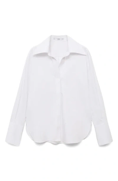 Mango Button-down Woven Shirt In White