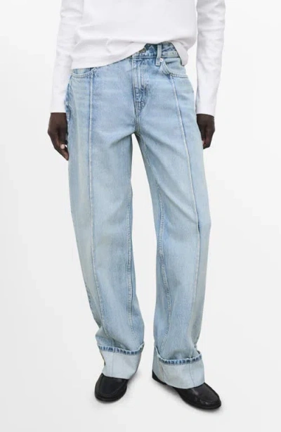 Mango Women's Turn-up Hem Wide-leg Jeans In Blue