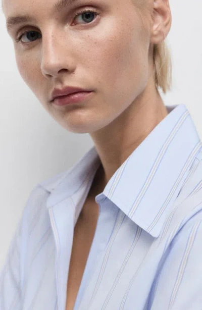 Mango Women's Lapels Striped Shirt In Blue