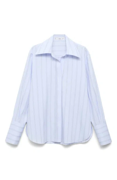 Mango Women's Lapels Striped Shirt In Blue