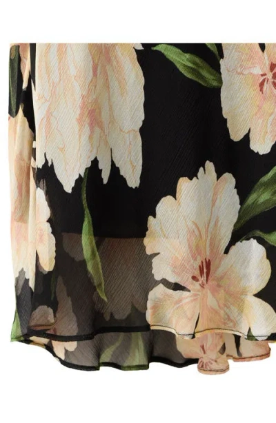 Mango Floral Print Ruffle Dress In Black