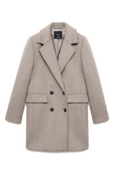 Mango Double-breasted Wool Coat In Brown