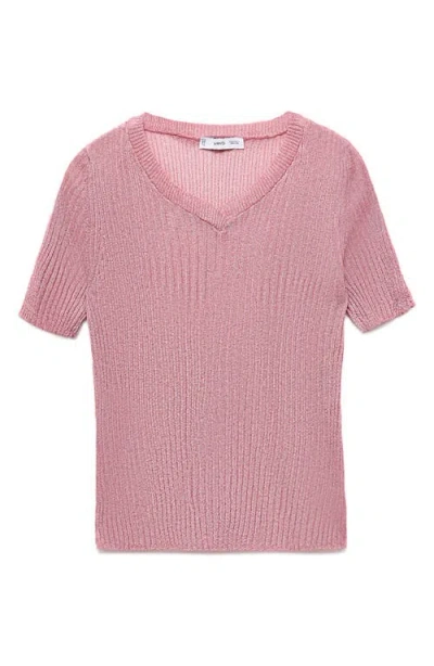 Mango Semi-transparent Lurex Sweater Pastel Pink In Pink
