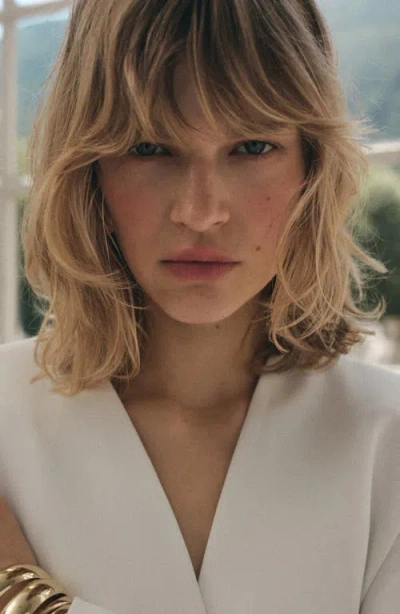 Mango Double Breasted Suit Jacket In White