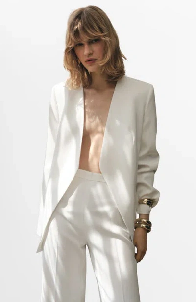 Mango Double Breasted Suit Jacket In White