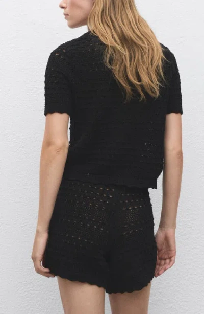 Mango Chunky Knit Shorts In Black