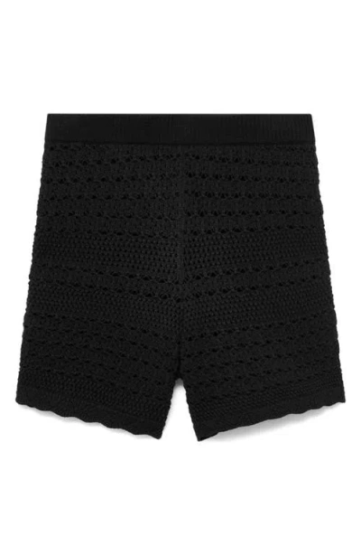 Mango Chunky Knit Shorts In Black