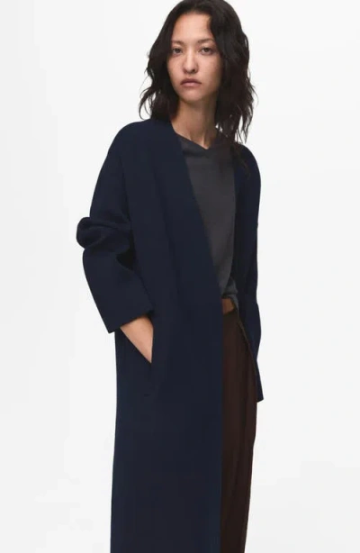 Mango Long Cardigan In Blue