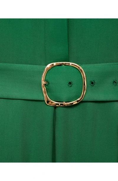 Mango Belted Shirtdress In Green