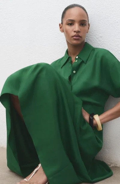 Mango Belted Shirtdress In Green