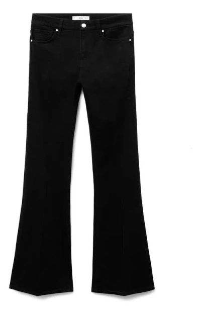 Mango Violet Flared High-rise Jeans Black Denim In Black