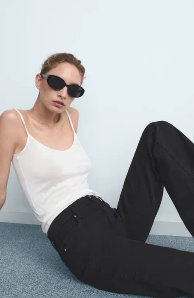 Mango Violet Flared High-rise Jeans Black Denim In Black