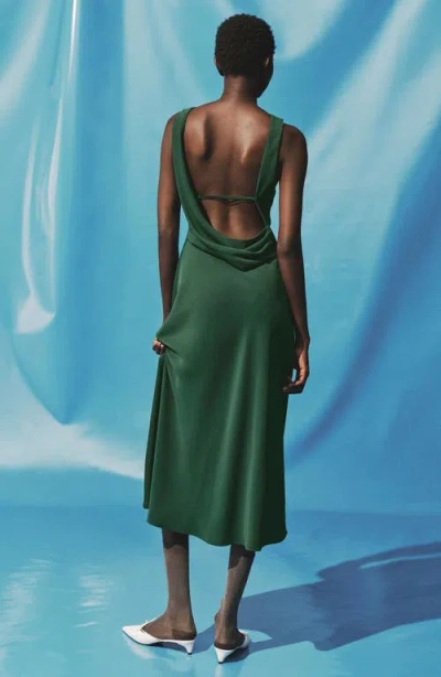 Mango Midi-dress With Open Back Green In Green