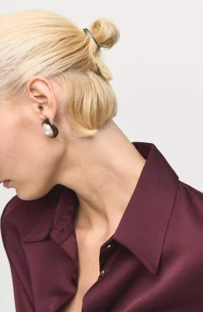 Mango Abstract Print Button-up Shirt In Red