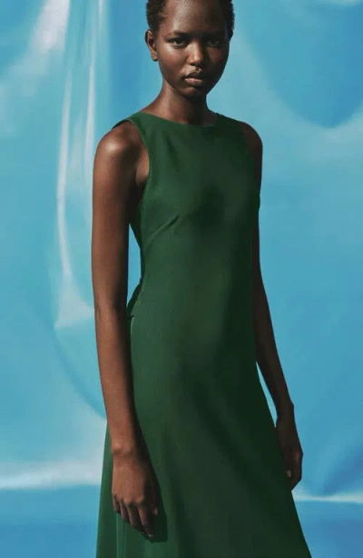 Mango Midi-dress With Open Back Green In Green