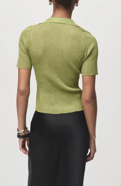 Mango Lurex Polo Neck Sweater Pastel Green In Green
