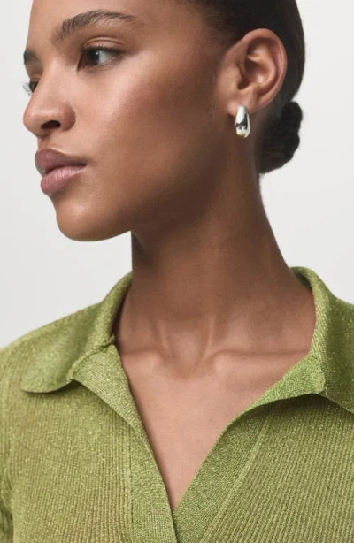 Mango Lurex Polo Neck Sweater Pastel Green In Green