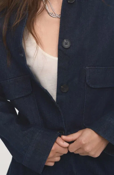 Mango Crop Denim Jacket In Blue