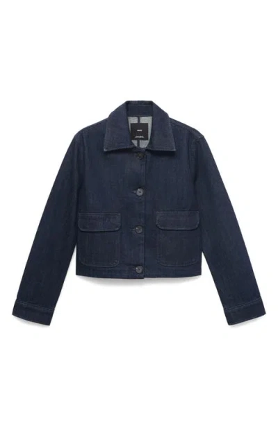 Mango Crop Denim Jacket In Blue