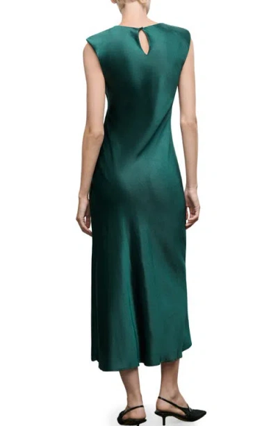 Mango Satin Dress In Green