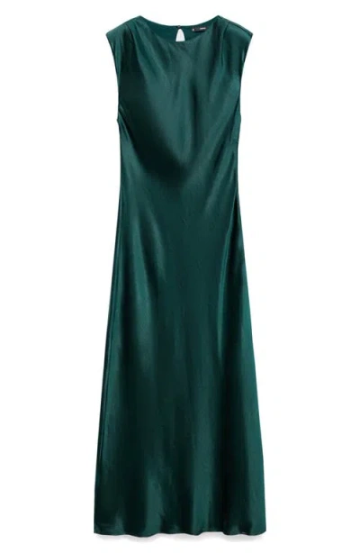 Mango Satin Dress In Green