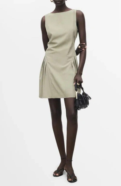 Mango Pleated Sleeveless Minidress In Neutral