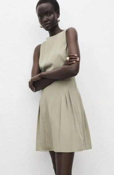 Mango Pleated Sleeveless Minidress In Neutral