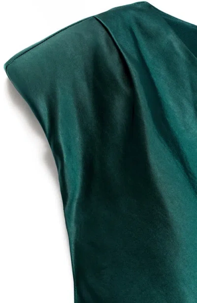 Mango Satin Dress In Green