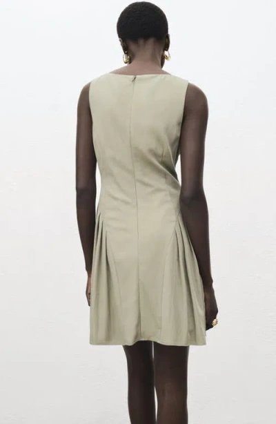 Mango Pleated Sleeveless Minidress In Neutral