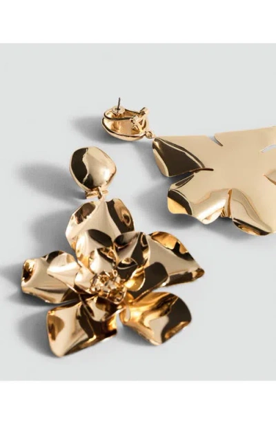 Mango Maxi Flower Drop Earrings In Gold