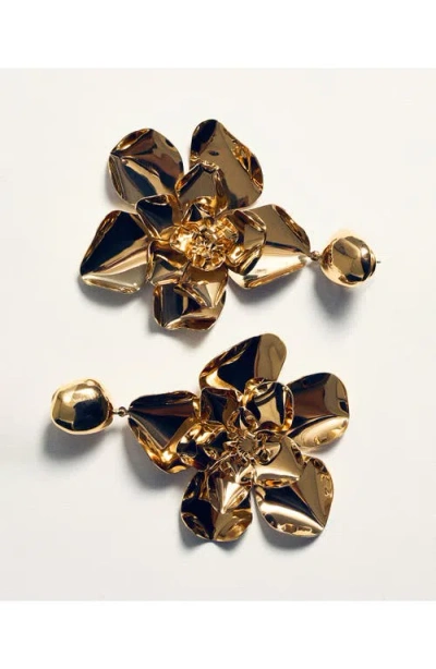 Mango Maxi Flower Drop Earrings In Gold