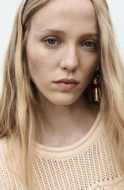 Mango Ruffle Open Stitch Sweater Vest In Brown