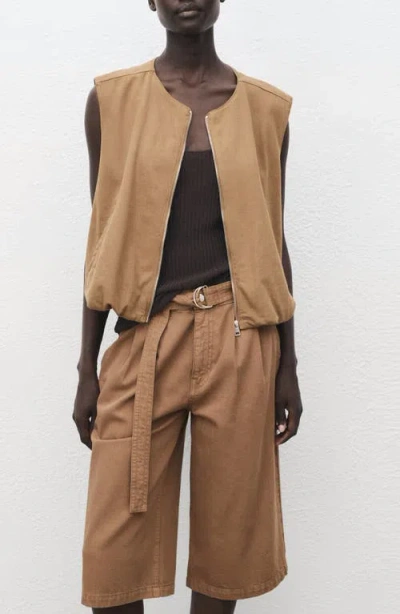 Mango Women's Belted Denim Jorts In Brown