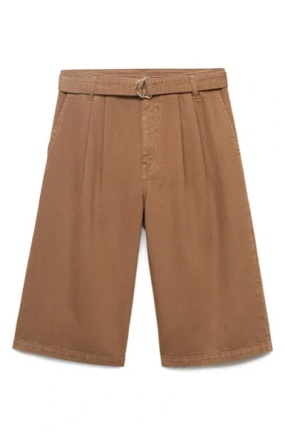 Mango Women's Belted Denim Jorts In Brown