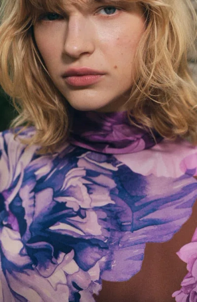 Mango Women's Floral Scarf Blouse In Pink