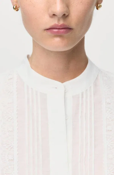 Mango Stitch Detail Shirt In White