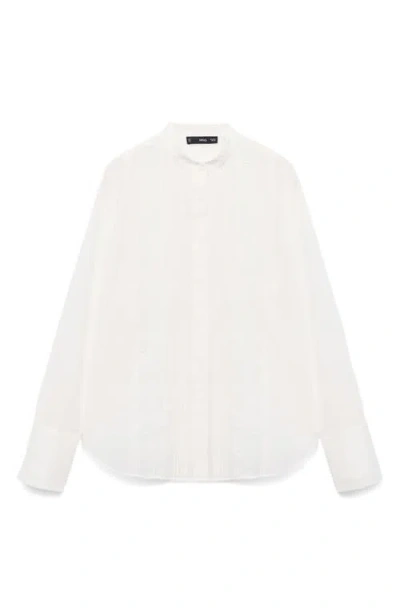 Mango Stitch Detail Shirt In White