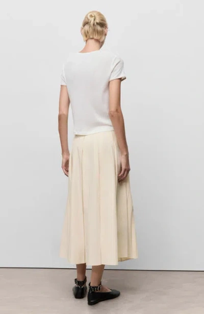 Mango Pleated Midi-skirt Ivory White In Neutral