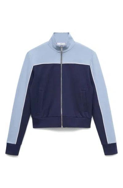 Mango Two-tone Fitted Jacket Blue In Blue