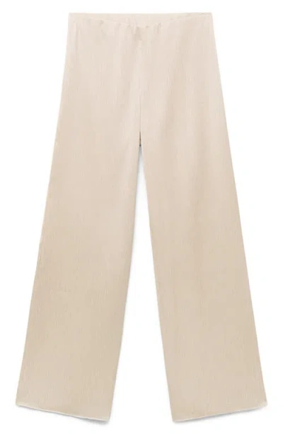 Mango Pleated Pull-on Pants In Neutral