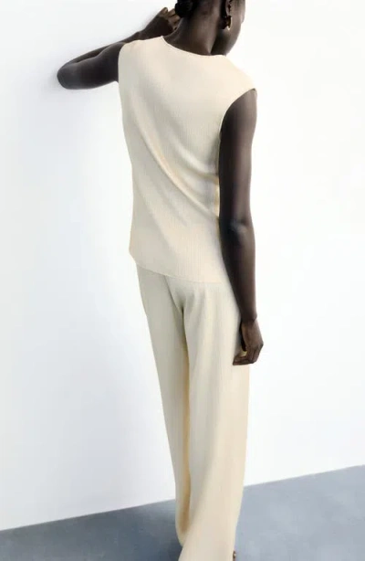 Mango Pleated Pull-on Pants In Neutral