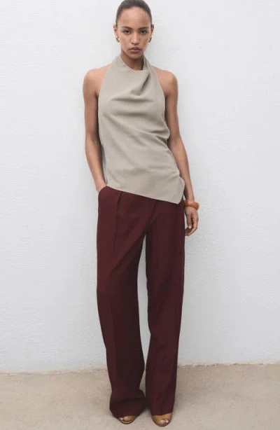 Mango Asymmetric Open Back Halter Top In Gray