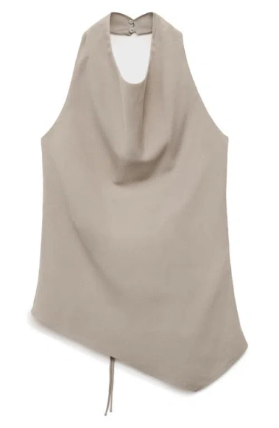 Mango Asymmetric Open Back Halter Top In Gray