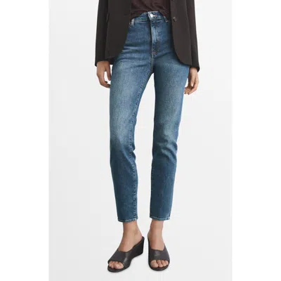 Mango Claudia Slim-fit Cropped Jeans Dark Blue In Blue
