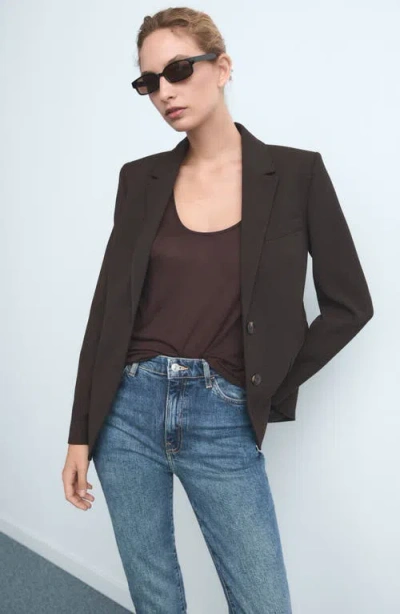 Mango Claudia Slim-fit Cropped Jeans Dark Blue In Blue