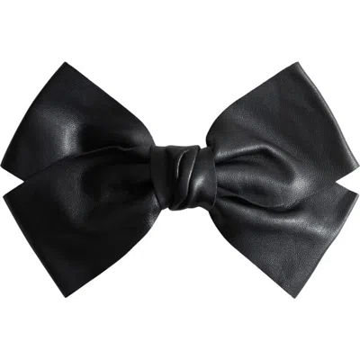 Mango Leather Bow Barrette In Black