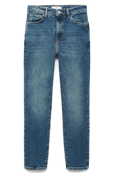 Mango Claudia Slim-fit Cropped Jeans Dark Blue In Blue