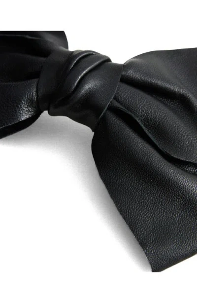 Mango Leather Bow Barrette In Black